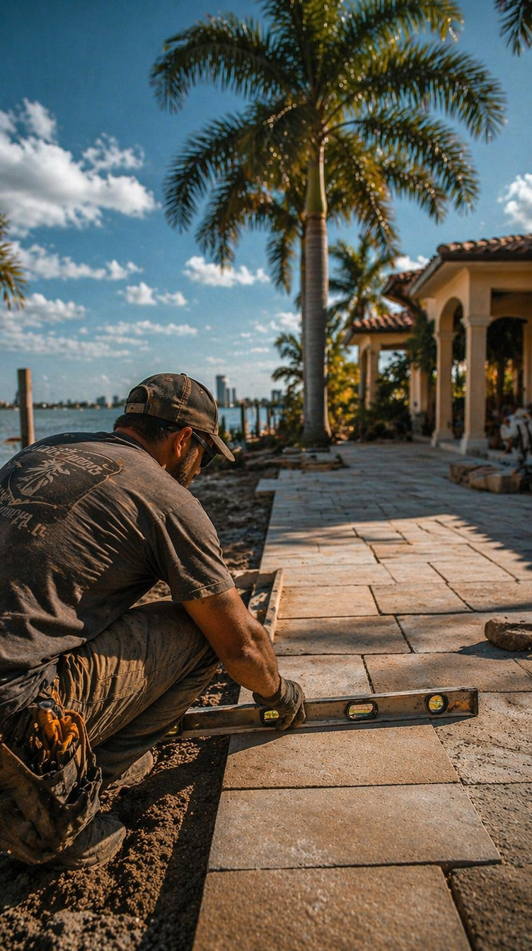 Hardscape crew over-the-shoulder, vertical reel still